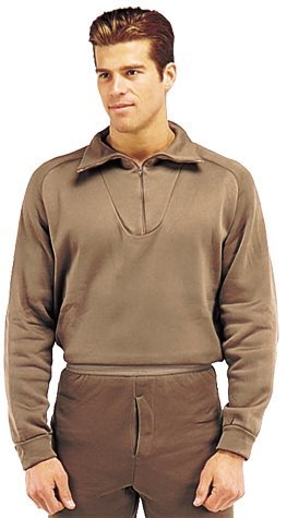 6250 Brown ECWCS GI Polypropylene Underwear Zip-Collar Shirt Large