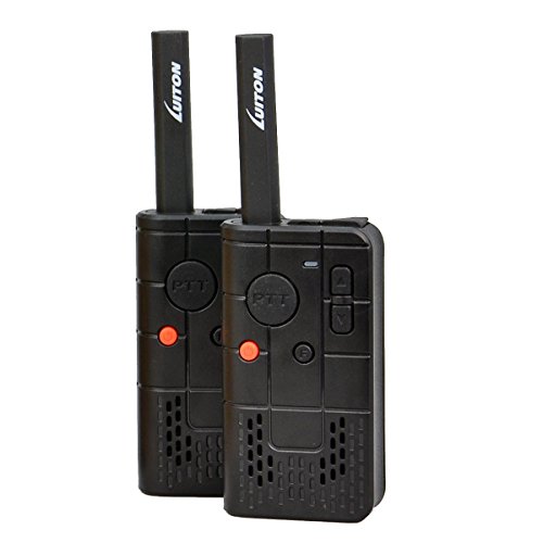 LUITON PKT-03 Mini FRS GMRS Walkie Talkie Easily Operate with Rechargable Lithium Battery UHF 400-470MHz Portable 2-way Radios(Black)(Pair)