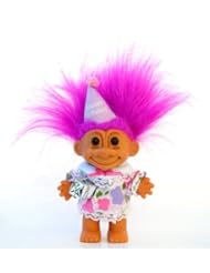 Toy: My Lucky HAPPY BIRTHDAY TROLL in Flower Party Dress w/Present 6" Troll Doll by Russ - Russ