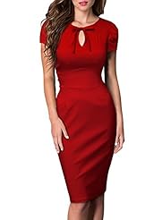 Stretchy Fitted Cutout Keyhole Vintage Lace  Cap Sleeves Short Sleeves Bateau Neck Cocktail Knee Length Cotton/Nylon/Spandex Bodycon Dress/Club Dress/Evening Dress/Prom Dress/Wedding Party Dress  With