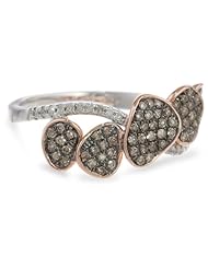 10k Rose and White Gold Bedrock Natural Brown and White Diamond Ring (1/3 cttw)