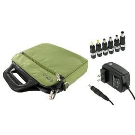 Samsung NC10-11GP 10.2-Inch Netbook Carrying Bag and AC Wall Adapter Charger (Travel Pro Series -Green)