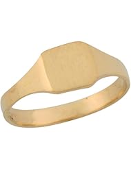 10k Yellow Gold Square Signet Sleek Sharp Engravable Designer Baby Ring