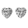Kids? Sterling Silver Clear Crystal 6MM Heart Earrings - Silver