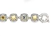 SILVER MULTI COLOR STONE BRACELET WITH GOLD ACCENTS, 7.5"