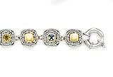 SILVER MULTI COLOR STONE BRACELET WITH GOLD ACCENTS, 7.5