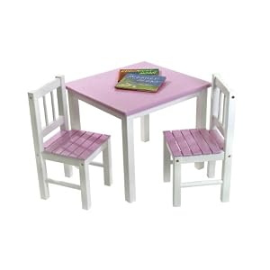 Lipper International 513PK Child's Table and 2-Chair Set, Pink and White