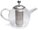 teapots-with-infuser BonJour Round Glass Teapot with Shut Off Infuser