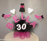 Dress and Shoes Personalised Cake Topper with Marabou Feathers Name and Age