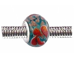 Pandora Style Charm Bead (Z69) Murano Lampwork Glass (14mm x 10mm) (fits Troll too)