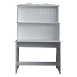 Beadboard Desk with Bookcase - White