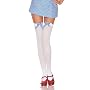 White Thigh High Stockings with Gingham Bow Adult