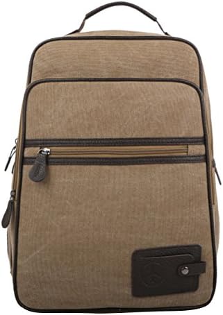 Oldfeel Unisex Vintage Canvas Classic Daypack Backpack Ipad Bag Khaki