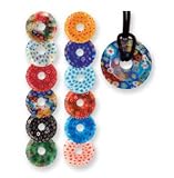 Millefiore Glass Circle Necklaces on Leather Cord