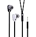 USTEK S900 In-Ear Earphones Stereo Earbuds Noodle Cable Headphone with Microphone & Volume Control for Apple Android Phones Black