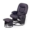Still- und Entspannungsstuhl Metal Glider Recline mit Hocker schwarz