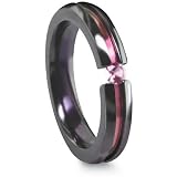 Pink Sapphire 4mm Black Titanium Ring