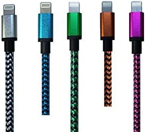TTGF(TM),Aluminium alloy,5 PCS 3.3 Feet 8 Pin Date Cable And Charging Cord for iPhone 6, 6 Plus, 5S, 5, 5C, iPad Air 2, iPad Air, iPad 4, iPad mini 3 2 1, iPod touch 7(silver,blue,green,orange,rose)
