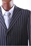 Men's Super 140's 100% Wool Single Breasted 3 Button Navy Pinstripe Dress Suit with Single Pleated Pants***New for the Season!!!
