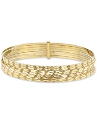 14K Yellow Gold Ladies "Seven Day" Solid 14.4mm Wide Bangle Bracelet
