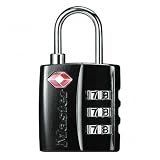 Luggage Lock, TSA Accepted, Combination, Metal, Black, Sold as 1 each