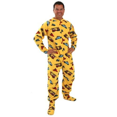 Jumpin Jammerz adult footed fire truck pajamas