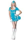 IMAGE OF Leg Avenue Women's Classic Flight Attendant Costume, Blue/White, Small/Medium
