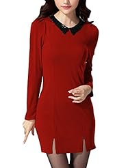 Long Sleeves Cotton/Polyester Sequined  Dress
