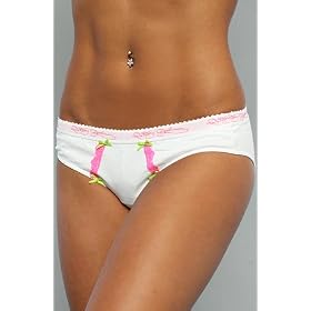 Betsey Johnson The Cotton Logo Bikini in White,Intimates for Women