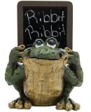 Frog Holding a Chalkboard (Carved Wood Look) 8-inch