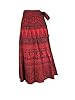 Womans Wrap Skirt Red Printed Indie Wrap Around Skirts Dress Holiday Gift