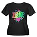 Artsmith, Inc. Womens Plus Scoop Drk T-Shirt Love Peace Symbols Hearts and Flowers