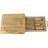 Laguiole Cheeseboard with Drawer and 3 Knives Gift Set