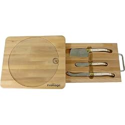 Laguiole Cheeseboard with Drawer and 3 Knives Gift Set