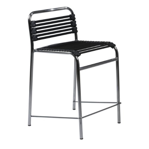 Flat Bungee Counter Stool Set (Black / Chrome) (33.5