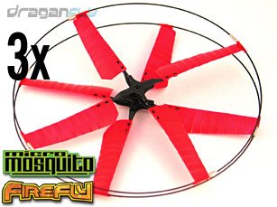 410jHrm3FvL 3 Red Main Rotor Sets (3 Upper + 3 Lower Rotor Blades) For FireFly & Micro Mosquito RC Helicopters