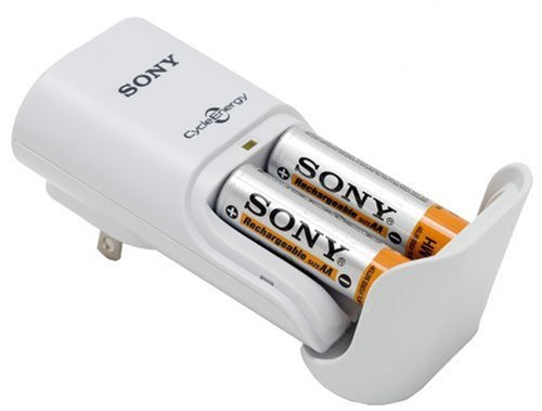 Sony BCG-34HTD2K Compact Battery Charger w/2 AA Cycle Energy Ni-MH Rechargeable Batteries