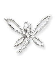 925 Sterling Silver White CZ Journey Dragonfly Pendant