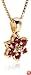 18k Gold Overlay Ruby Flower Pendant and 3mm Stud Earring Set