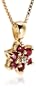18k Gold Plated Ruby Flower Pendant and 3mm Stud Earring Set