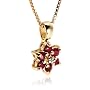 18k Gold Overlay Ruby Flower Pendant and 3mm Stud Earring Set