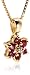 18k Gold Overlay Ruby Flower Pendant and 3mm Stud Earring Set