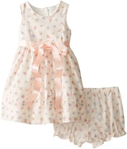 Laura Ashley London Baby Girls' Peach Ribbon Floral Dress, Multi, 24 Months