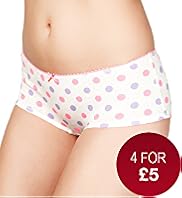 Cotton Rich Low Rise Large Spotted Shorts