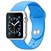 FanTEK Soft Silicone Sport Style Replacement iwatch Strap for Apple Wrist Watch 38mm Models - Small/Medium - Blue