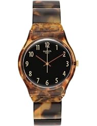 Swatch Ecaille Black Dial Brown Tortoise-shell Plastic Ladies Watch GC113B