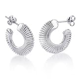 Sterling Silver Flat Effect Twisted Hoop Earrings