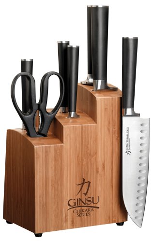 Ginsu 7108 Chikara 8-Piece Stainless-Steel Knife Set with Bamboo Block
