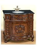 Wood Single Sink Bathroom Vanity with Built-in Recessed Sink and Faucet with Marble Top