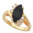 14K Yellow Gold Onyx and Diamond Ring